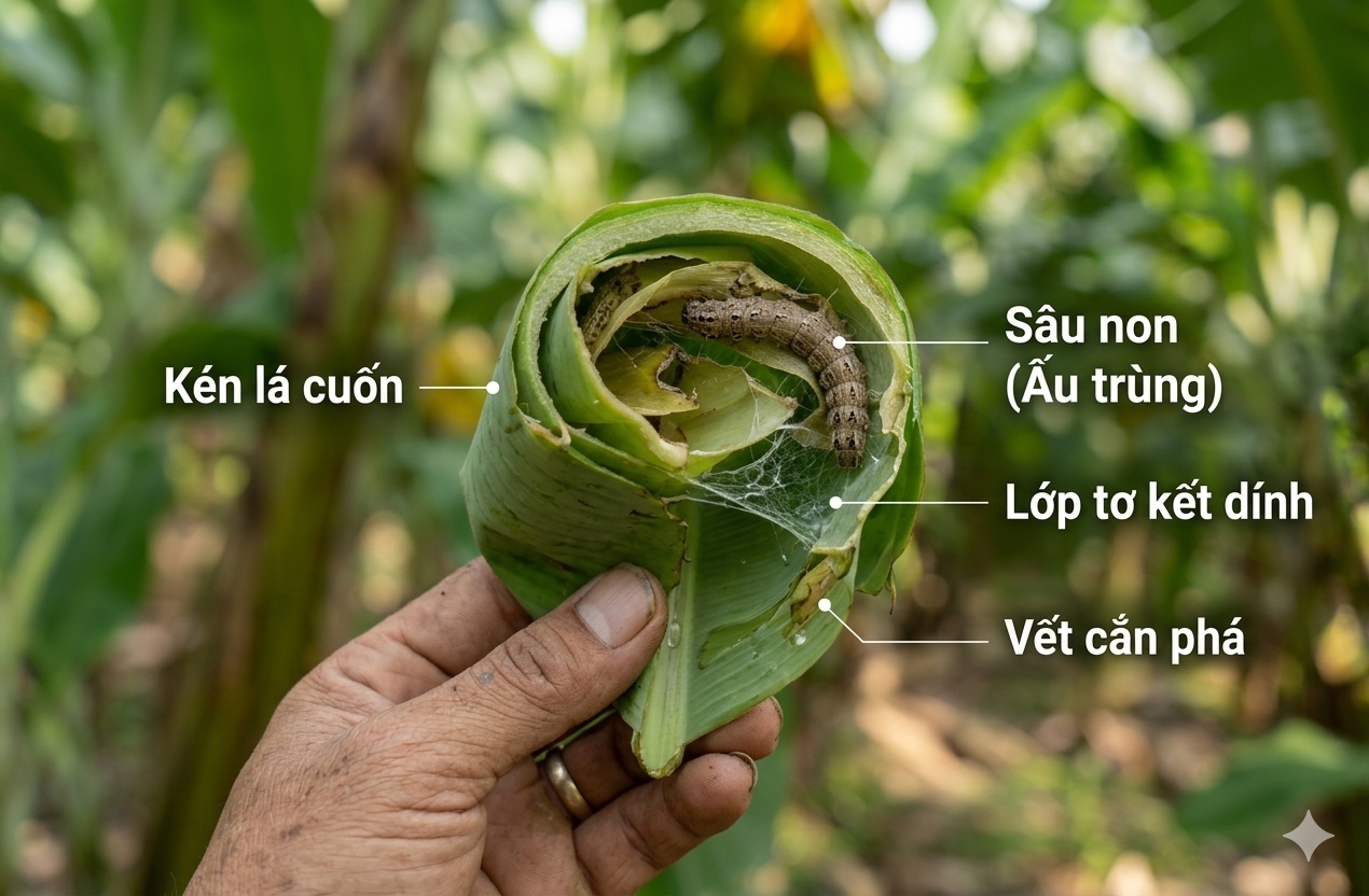 Canh au trung sau cuon la ong an nap ben trong ken la chuoi thuc dia